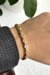 Royal Diamond Kuyumcu İşçiliği 14K Altın Kaplama Premium Seri Kadın Çelik Bileklik