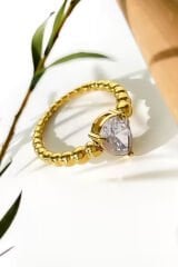 Premıum Seri Damla Taş Kadın Numaralı Çelik Yüzük