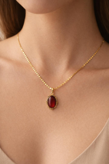 Özel Seri Scarlet Grace Tasarım Arpa Zincirli 60 Cm Kadın Çelik Kolye