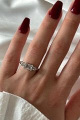 Özel Seri 3 Taşlı Vintage Tasarım Kadın Yüzük