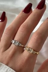 Özel Seri 3 Taşlı Vintage Tasarım Kadın Yüzük