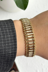 Özel Seri Tırtıklı Silindir Tasarım 14K Xuping Kadın Çelik Bileklik