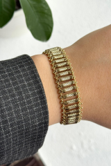 Özel Seri Tırtıklı Silindir Tasarım 14K Xuping Kadın Çelik Bileklik