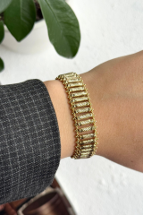 Özel Seri Tırtıklı Silindir Tasarım 14K Xuping Kadın Çelik Bileklik