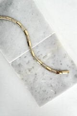 Premium Seri Zirkon Taşlı Çubuk Tasarım Kadın Çelik Bileklik Kelepçe