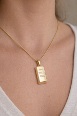 Fine Gold Külçe Altın Uçlu 316L Çelik Paslanmaz Kararmaz Kadın Çelik Kolye