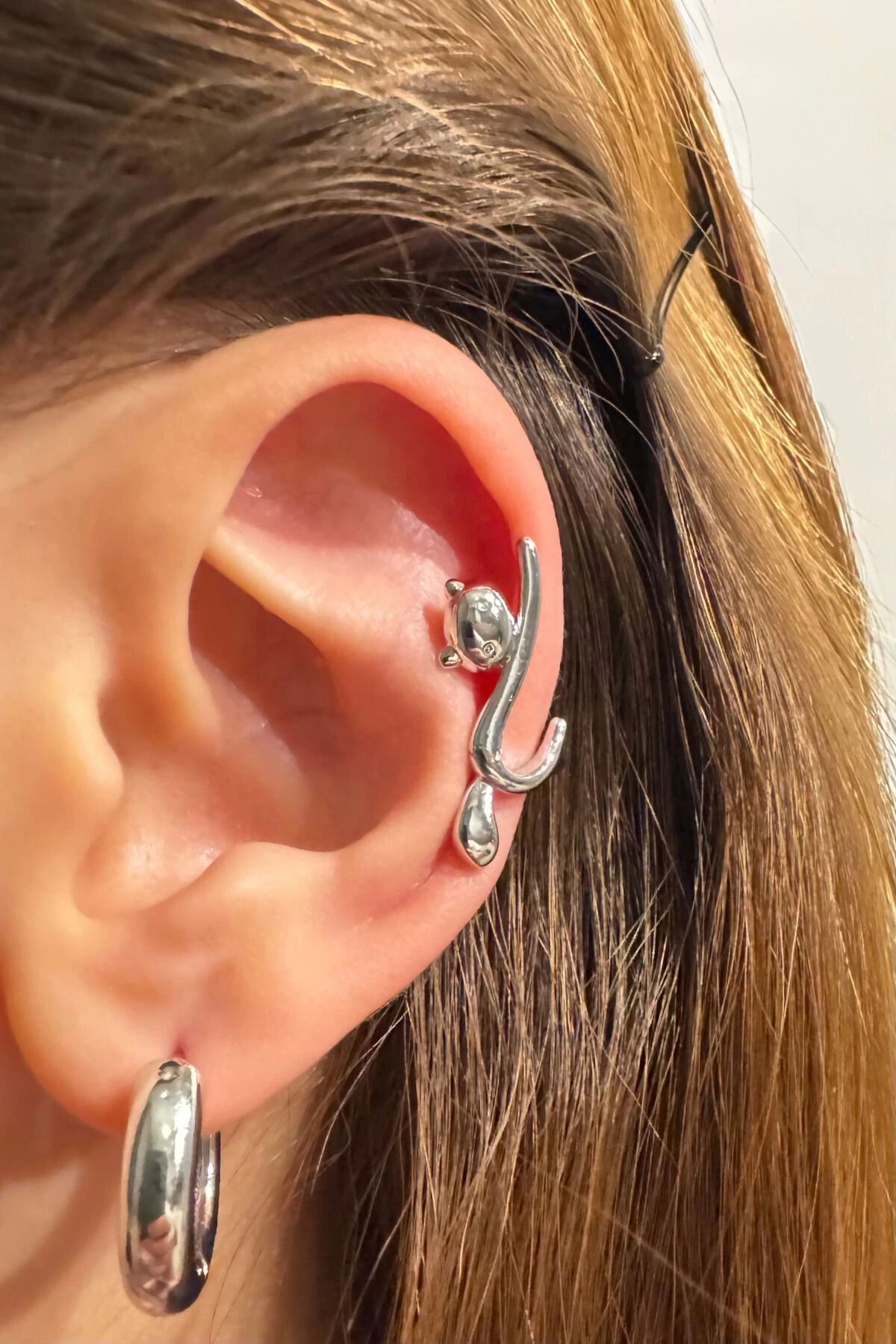 Özel Seri Uçan Kedi Model Tasarım Çelik Kıkırdak Küpe