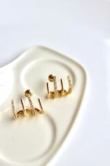 Tek Delik Çoklu Görünüm Renk Atmaz Kadın Çelik Küpe