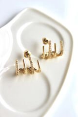 Tek Delik Çoklu Görünüm Renk Atmaz Kadın Çelik Küpe