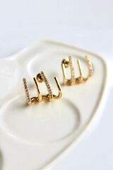 Tek Delik Çoklu Görünüm Renk Atmaz Kadın Çelik Küpe