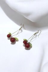 Özel Seri Kiraz Model Tasarım Kadın Bijuteri Küpe