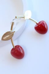 Kiraz Tasarım Sallantılı Kadın Çelik Küpe