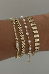 Özel Seri 14K İncili Dorika Toplu Xuping Kadın Çelik Bileklik