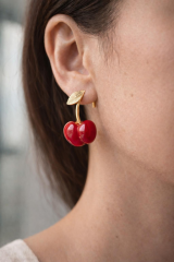 Kiraz Tasarım Sallantılı Kadın Çelik Küpe