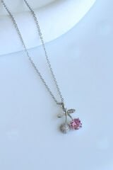 Premium Seri Kiraz Tasarım Renk Atmaz Kadın Çelik Kolye