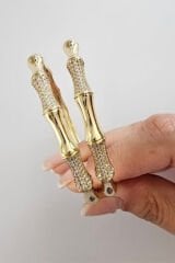 Özel Seri Bone Luxe Tasarım Zirkon Taşlı Kemik Model Kadın Çelik Kelepçe