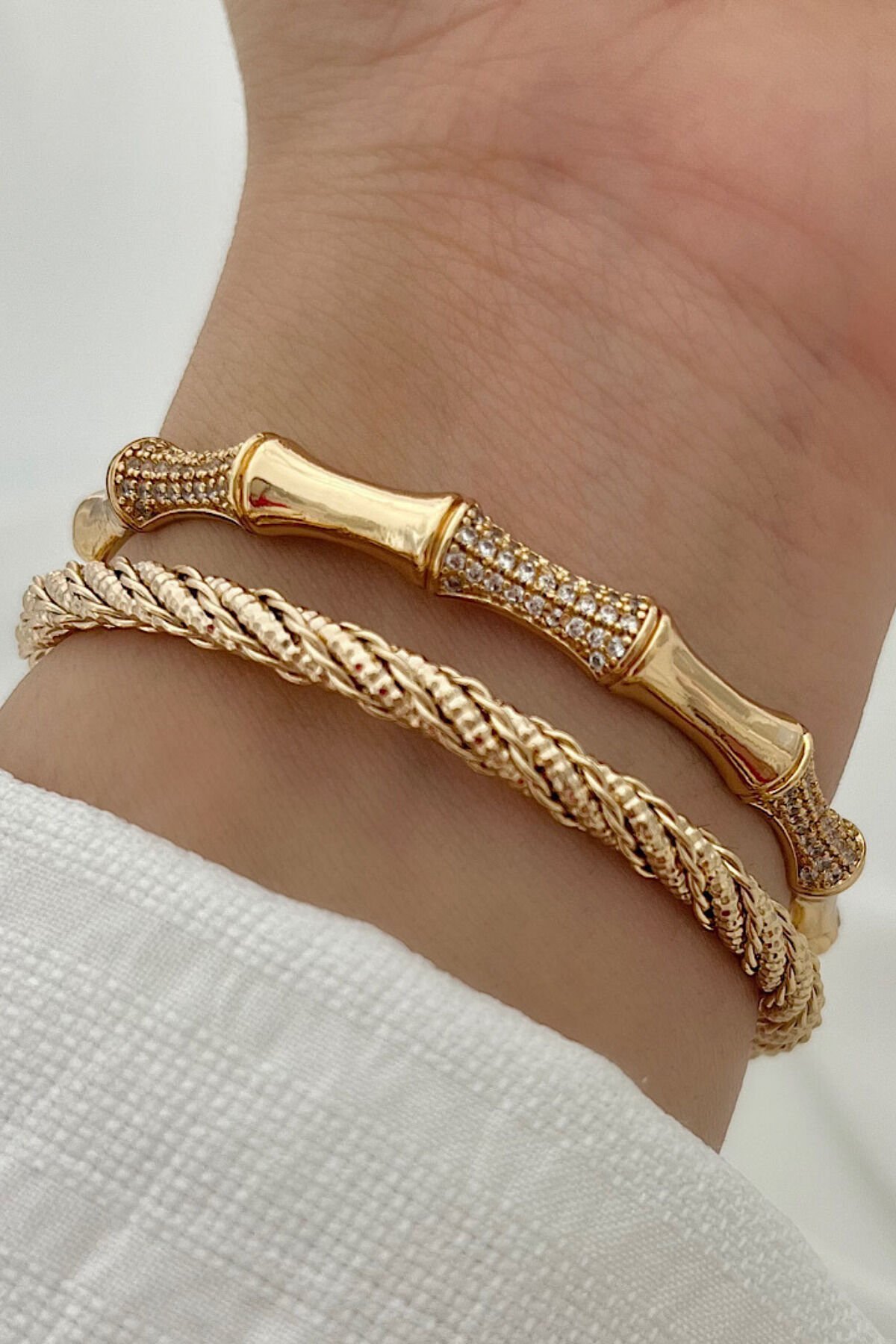 Özel Seri Bone Luxe Tasarım Zirkon Taşlı Kemik Model Kadın Çelik Kelepçe