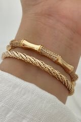 Özel Seri Bone Luxe Tasarım Zirkon Taşlı Kemik Model Kadın Çelik Kelepçe