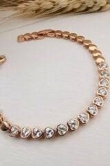 Özel Seri Su Yolu Kalp Tasarım Rose Renk Xuping Kadın Çelik Bileklik