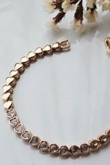 Özel Seri Su Yolu Kalp Tasarım Rose Renk Xuping Kadın Çelik Bileklik