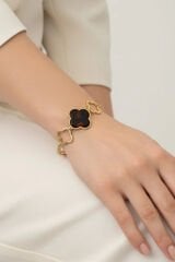 Premium Seri Marka Model Büyük Leoparlı Yonca Tasarım Kadın Çelik Bileklik