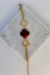 Premium Seri Marka Model Büyük Leoparlı Yonca Tasarım Kadın Çelik Bileklik