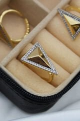 VIP %100 İthal Pyramid Tasarım Ayarlanabilir Kararmaz Garantili Kadın Çelik Yüzük