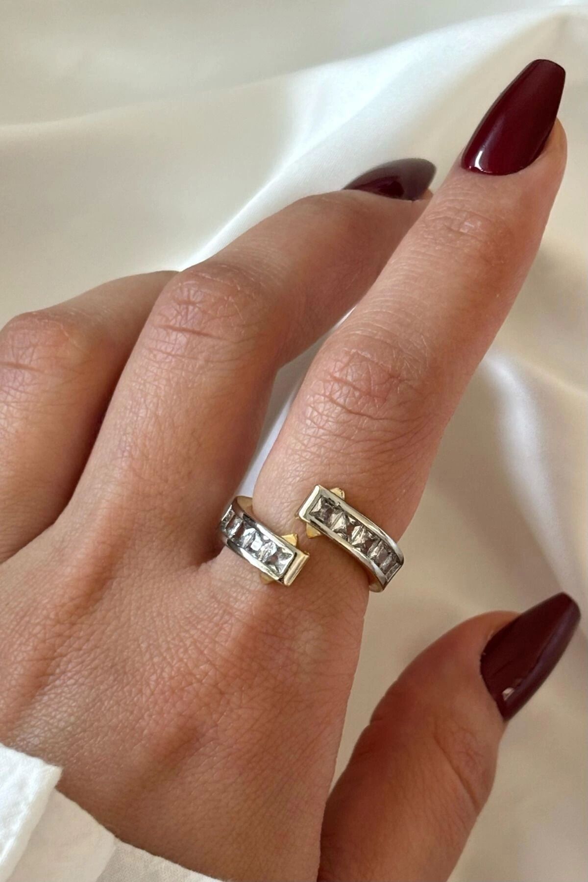 VIP %100 İthal Storm Tasarım Ayarlanabilir Kararmaz Garantili Kadın Çelik Yüzük