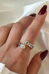 VIP %100 İthal Storm Tasarım Ayarlanabilir Kararmaz Garantili Kadın Çelik Yüzük