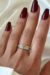 VIP %100 İthal Stone Nail Tasarım Ayarlanabilir Kararmaz Garantili Kadın Çelik Yüzük