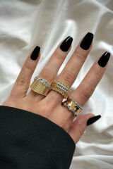 VIP %100 İthal Studio Tasarım Ayarlanabilir Kadın Çelik Yüzük