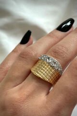 VIP %100 İthal Studio Tasarım Ayarlanabilir Kadın Çelik Yüzük