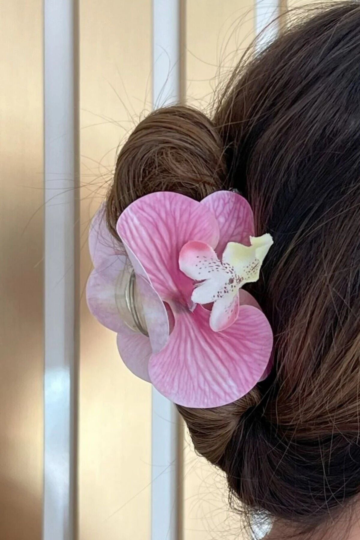 Orkide Çiçeği Tasarım Kadın Mandal Toka Pudra Pembe