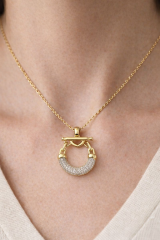 Zarif Gemici Zincirli Gold Gümüş Tasarım Renk Atmaz Kararmaz Kadın Çelik Kolye