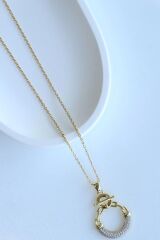 Zarif Gemici Zincirli Gold Gümüş Tasarım Renk Atmaz Kararmaz Kadın Çelik Kolye