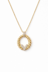 Zarif Burgulu Elips Zirkon Taşlı V Tasarım Renk Atmaz Kararmaz Kadın Çelik Kolye