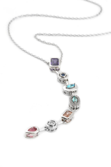 Yeni Sezon Ünlü Model Renkli Taşlı Özel Y Tasarım Kadın Çelik Kolye