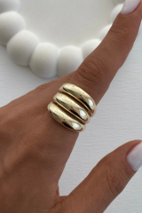 Premium Seri 3lü Görünüm Cilalı Ayarlanabilir Kadın Çelik Yüzük