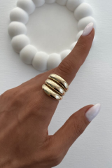 Premium Seri 3lü Görünüm Cilalı Ayarlanabilir Kadın Çelik Yüzük