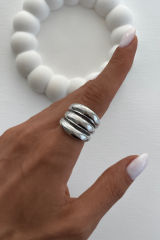 Premium Seri 3lü Görünüm Cilalı Ayarlanabilir Kadın Çelik Yüzük