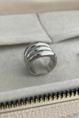 Premium Seri 3lü Görünüm Cilalı Ayarlanabilir Kadın Çelik Yüzük