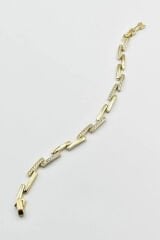 Crystal Linkage Kuyumcu İşçiliği 14K Altın Kaplama Premium Seri Kadın Çelik Bileklik