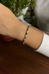 Royal Diamond Kuyumcu İşçiliği 14K Altın Kaplama Premium Seri Kadın Çelik Bileklik