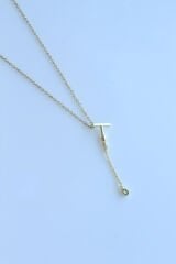 Uzak Şehir T Harfli Çelik Alya Kolye Kararmaz Renk Atmaz