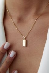 Fine Gold Külçe Altın Uçlu 316L Çelik Paslanmaz Kararmaz Kadın Çelik Kolye