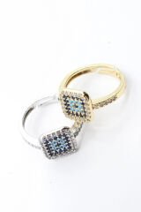 Princess Nazar Boncuğu Tasarım Zirkon Taşlı Ayarlanabilir Kadın Yüzük