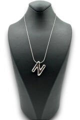 Yeni Sezon İthal Seri Balon Tasarım Gümüş Renk N Harfi 45 Cm Çelik Kadın Kolye