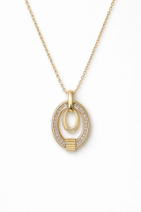 Zarif Çevresel Full Zirkon Taşlı İç İçe Geçmiş Elips Tasarım Renk Atmaz Kararmaz Kadın Çelik Kolye