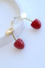 Kiraz Tasarım Sallantılı Kadın Çelik Küpe