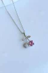 Premium Seri Kiraz Tasarım Renk Atmaz Kadın Çelik Kolye